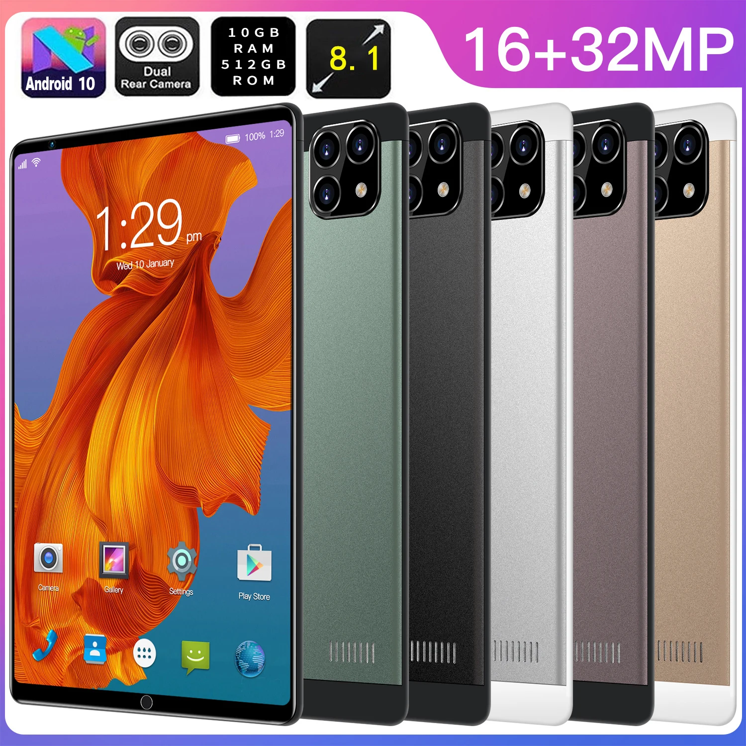 

Newest X22 Tablet PC 8.1 Inch 2560*1600 10GB+512GB Phone Call Pad PC Android 10 5600mAh Battery 10-Core 5G Wifi Daul SIM Card PC