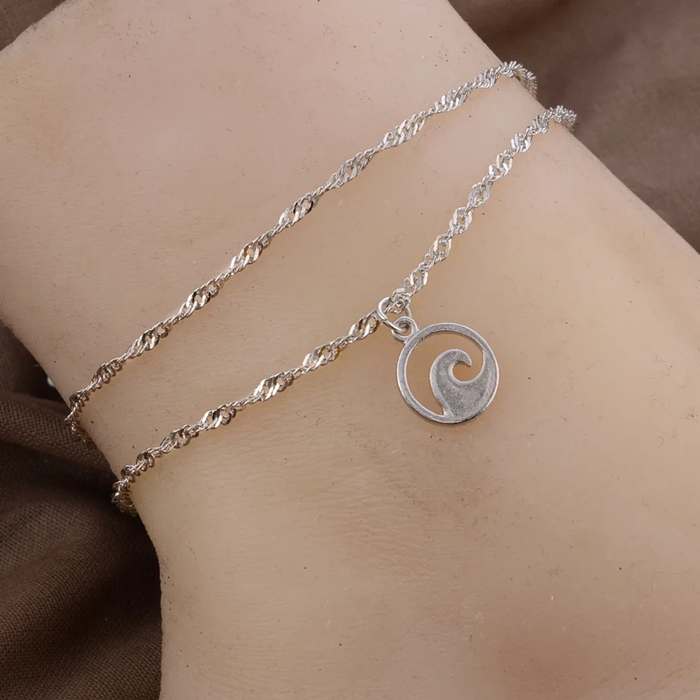 Европейский и американский стиль новый воды рябь двухслойный ножной браслет