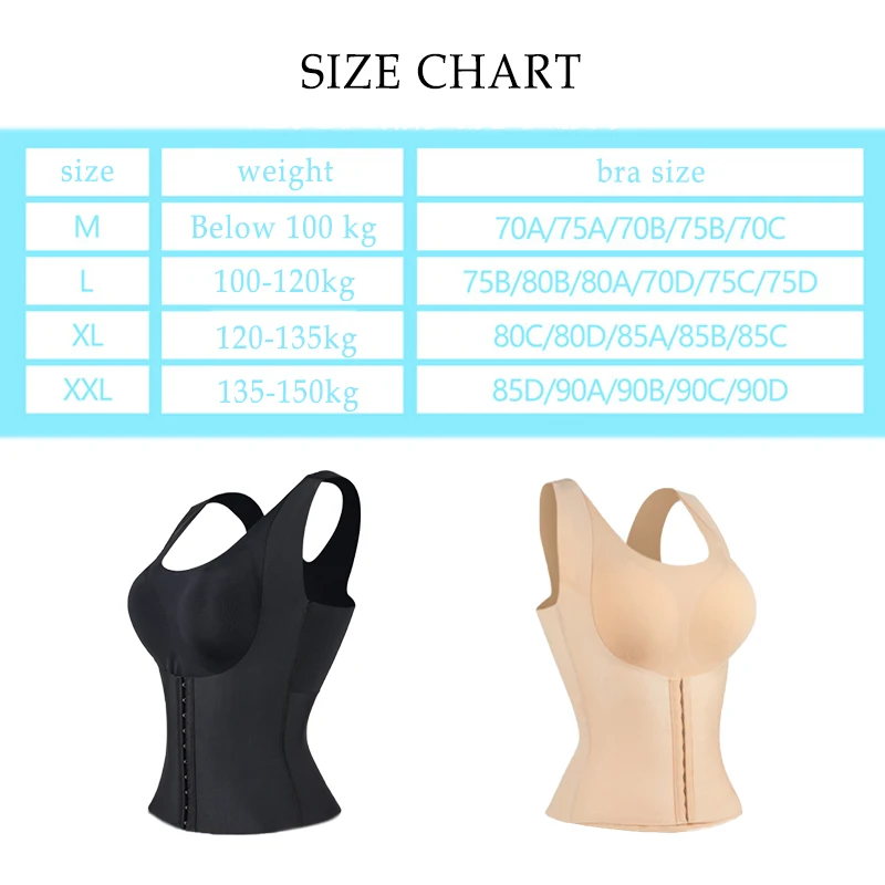 

Women Waist Trainer Body Shaper Vest Breathable Gather Bra Tummy Control Shapewear Underwear Support Chest Slimming Corset
