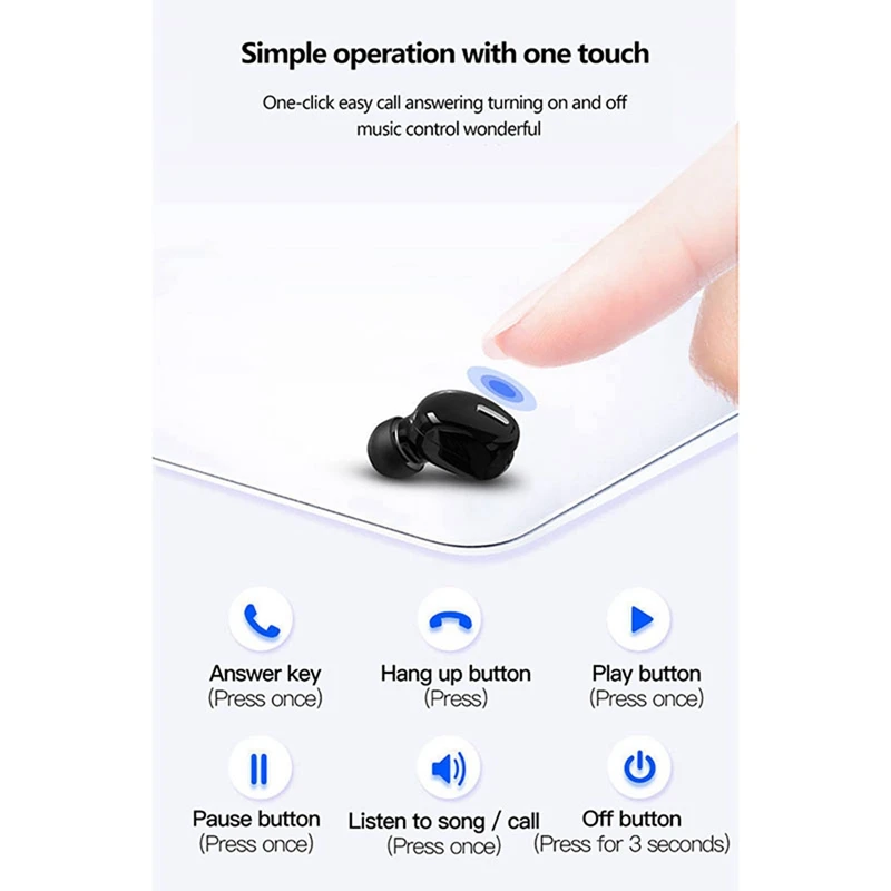Mini In-Ear 5.0 Bluetooth Earphone Hifi Wireless Headset With Cover For Apple 1 2 Case TPU Anti-Fall | Электроника