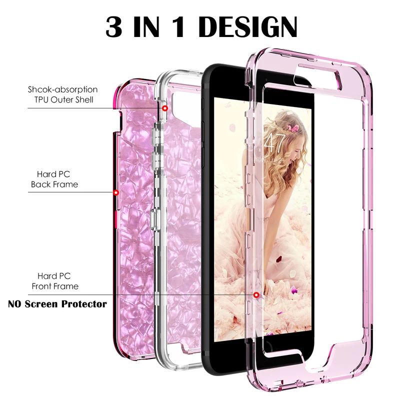 Shock Bumper Phone Case For iPhone 6 Plus case Luxury Shiny 3 in 1 Hard PC TPU Full Protection Cover for 6s Coque |