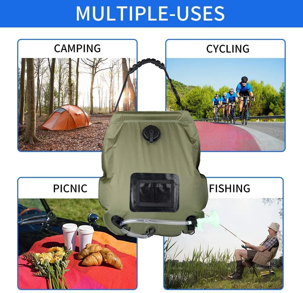 Портативный Солнечный Душ мешок для кемпинга Пеший Туризм 5 галлонов/20L с Большая