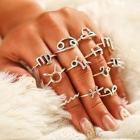 twelve constellations set ring rings with chains fashion ring on phalanx mens finger rings for women 925 silver womens couple