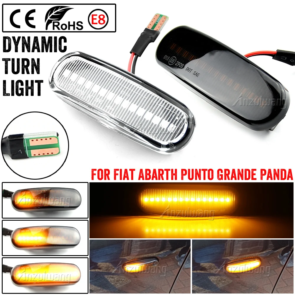 

For Fiat Abarth Punto Grande Panda 199 Doblo Fiorino 3 Idea 350 Linea 323 110 Dynamic LED Side Marker Light Repeater Lamp 2Pcs .