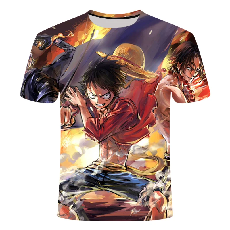 2018 new anime Tshirt Summer Men's Funny fire Print One Piece 3d T-shirt Male Hip hop Streetwear O-Neck T Shirts tops&ampTees Shirt |