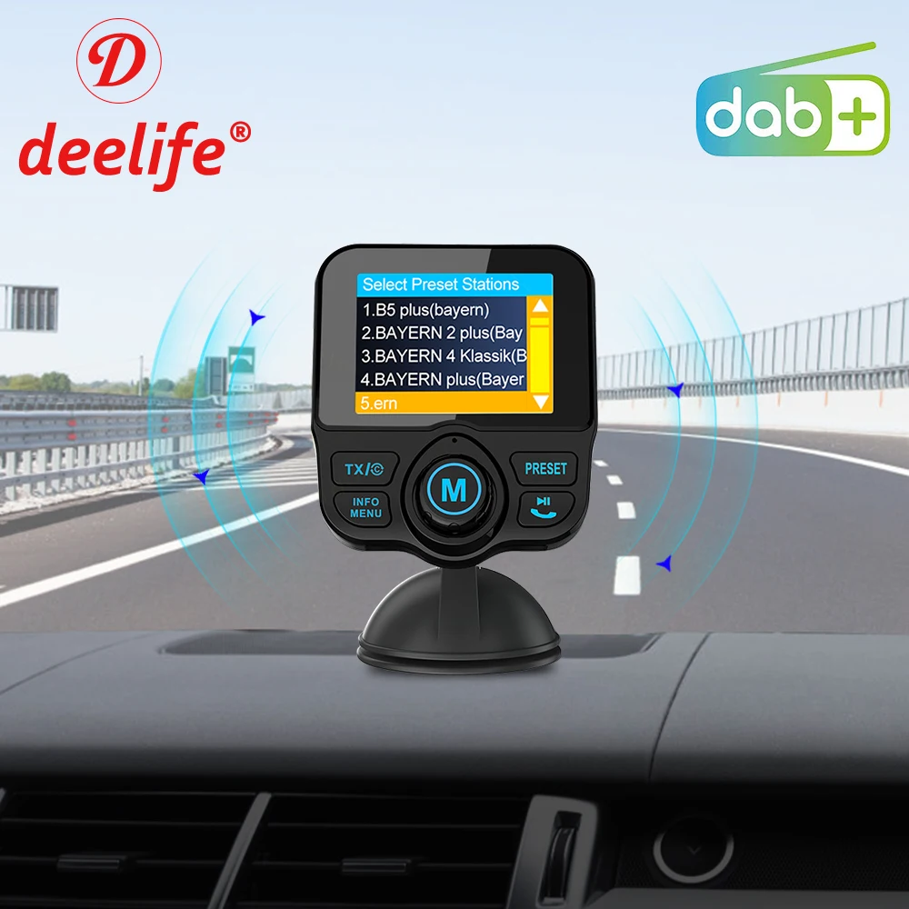Deelife Car DAB+ Radio DAB Tuner Digital Audio Broadcasting Receiver with FM Transmitter AUX Adapter Handsfree Bluetooth Kit | Автомобили