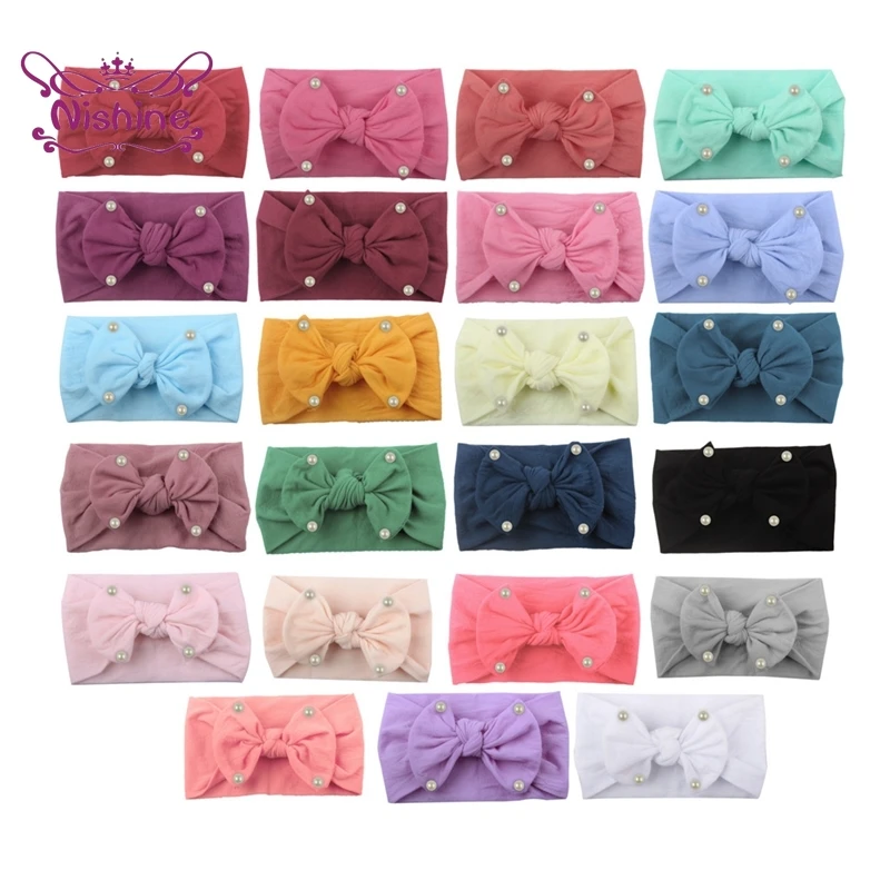 

Однотонная эластичная повязка на голову Nishine ручной работы для младенцев удобная мягкая нейлоновая повязка для волос модный головной убор ...