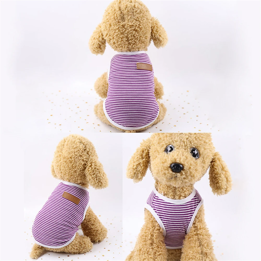 Flexible Decorate Pets Stripe Shirt for Small Medium Dog Clothing Puppy Cotton Vest Spring Summer Soft Coat Pet Costumes Product |
