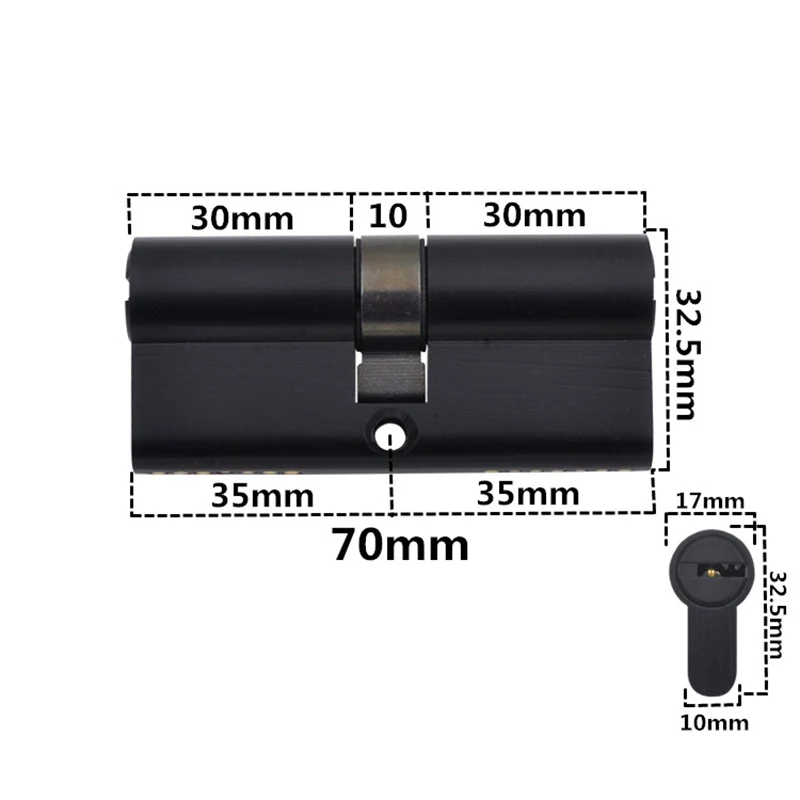 Черный Латунный цилиндрический замок для дверей и окон 70 мм гостиной