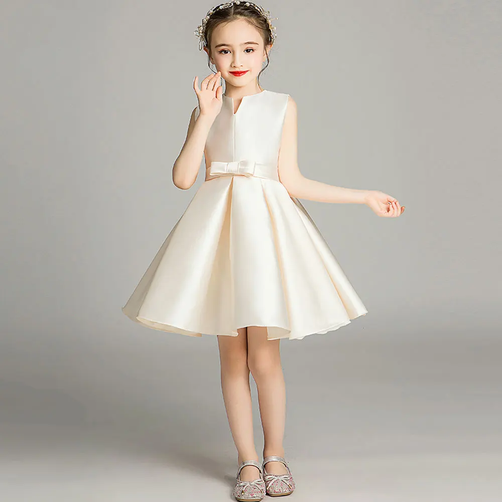 Новинка 2015 года атласные платья для первого причастия маленьких детей нарядное