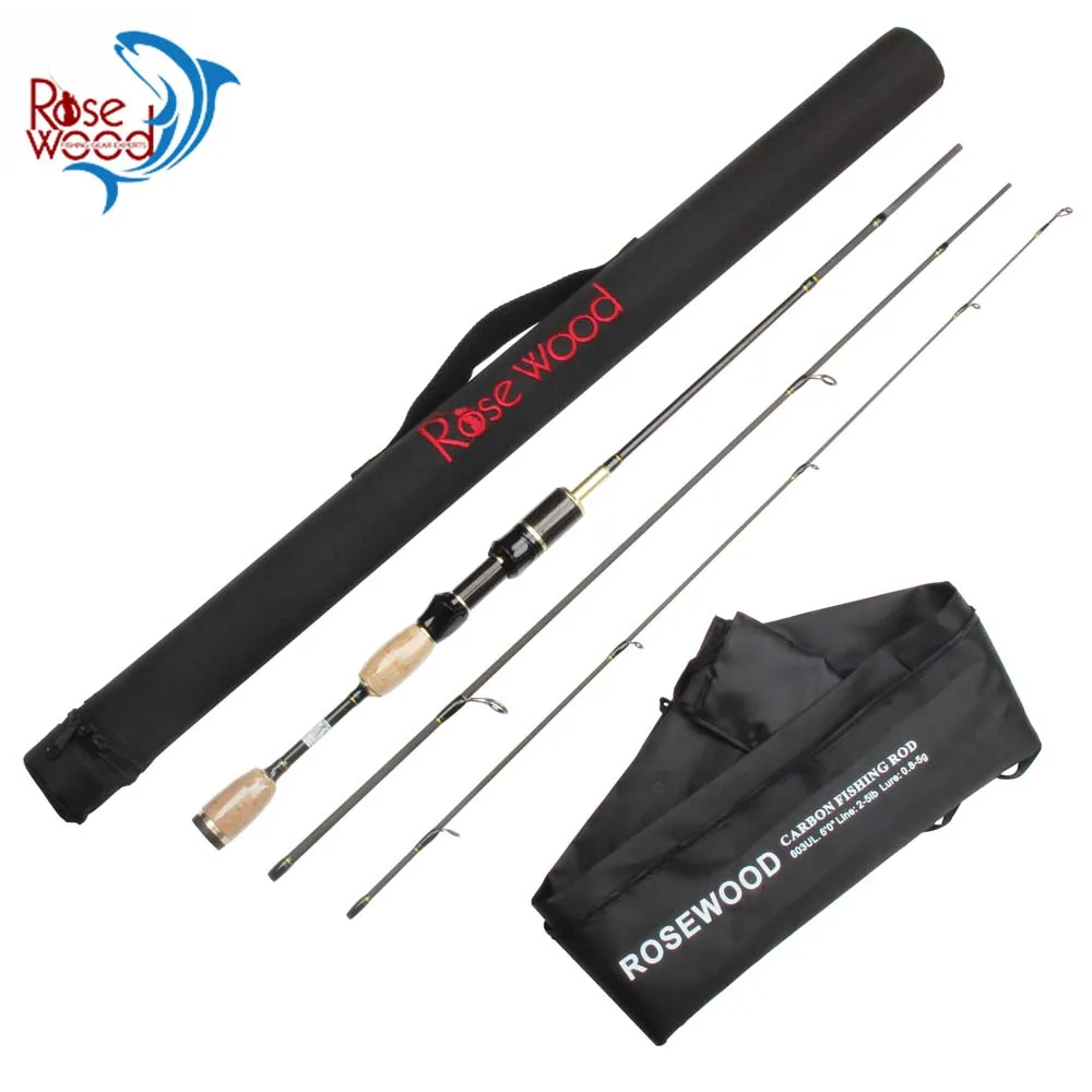 Рыболовная удочка RoseWood 3-х частей для ловли форели и окуня на ультралайтовую спиннинговую катушку с графитовым бланком и рукояткой из пробки, 6 футов, 0,8-5 грамм.