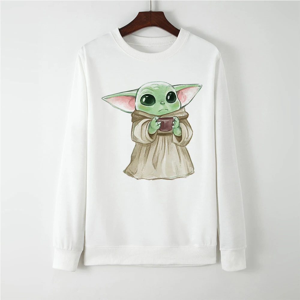 

Disney Women Sweatshirt Breathable Loose Pullover Kawaii Baby Yoda ATake A Small Cup Printed Cartoon Modern Hoodie Hipster