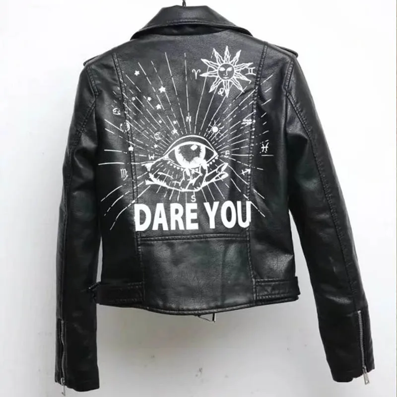 Женская кожаная куртка осенние пальто из искусственной мягкой кожи на молнии с