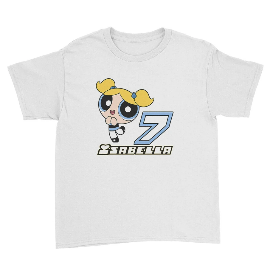 Personalizes Birthday Age Cute Power Puff Girls Boys Kids T Shirt Unisex High Quality Casual Printing Tee |