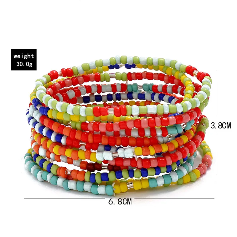 12pcs/set Handmade Colorful Beads Bracelets for Women Colorful Ethnic Africa Beads Bracelets Set Boho Braclets Accessories Girls images - 6