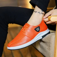 leather shoes men 2019 new fashion pu leather men loafers hookloop driving boats lace casual sneakers shoes men peas shoes