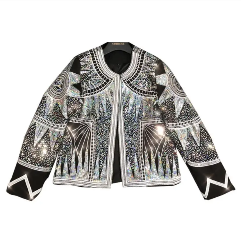 2019 Spring New Heavy Dazzling Brightly Star Abstract Sequins Embroidered Jacket Women's Streetwear Short Jackets Outwear | Женская