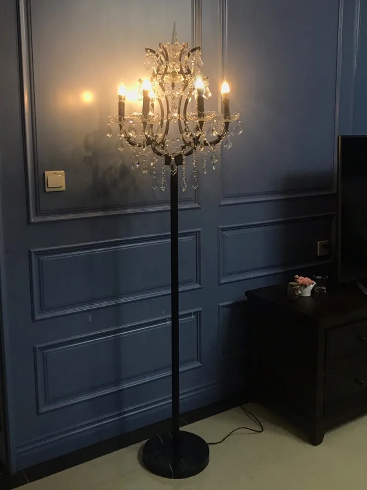 Античный деревенский Железный напольный Хрустальный торшер гостиная Декор
