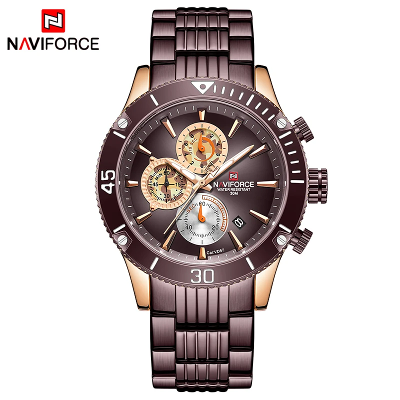 

NAVIFORCE Mens Watches Top Brand Luxury Steel Quartz Men Wrist Watch Sports Chronograph Clock Male Analog Relogio Masculino