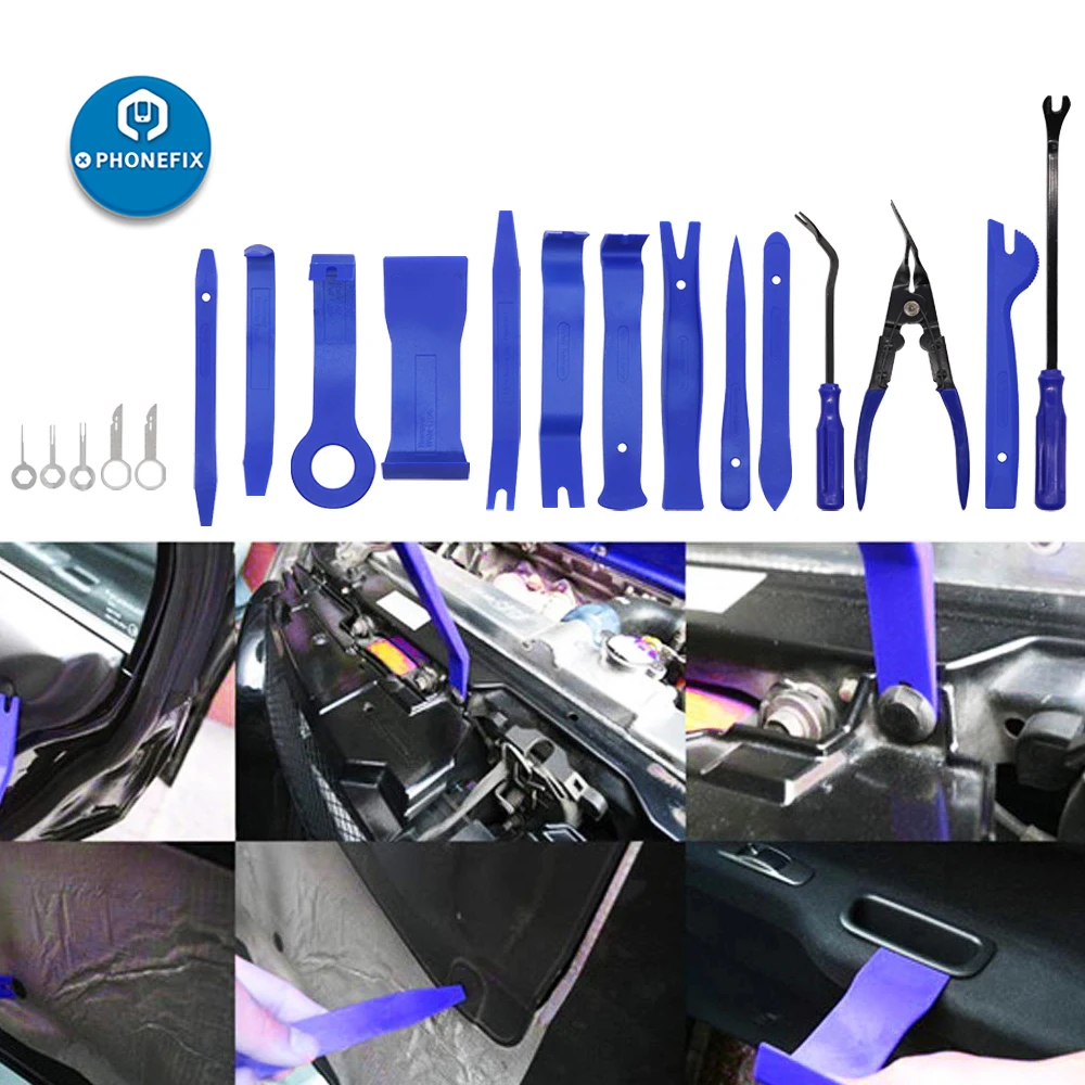 

19pcs Car Audio Auto Repair Tool Kit Auto Trim Removal Tools Kit Car Radio Door Panel Trim Dash Panel Clip Removal Hand Tools
