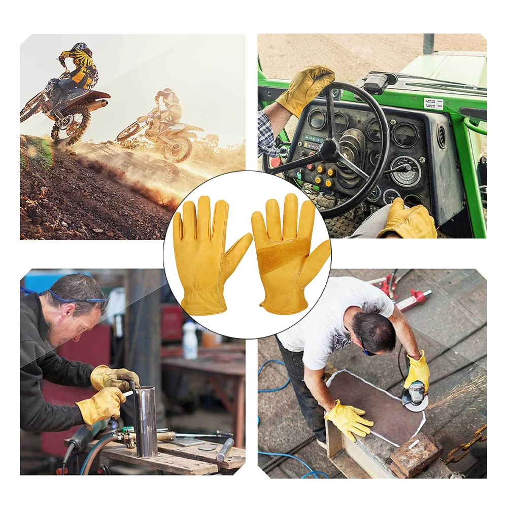 

Welding Glove Work Welder'S Cowskin Leather Barbecue Gloves Working Garden Protective Cut Resistant Long Sleeve Glove 3 Sizes