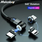 Melonboy 540 Вращающийся Магнитный зарядный кабель Кабель Micro USB Type C Зарядное устройство для телефона для iPhone Xiaomi Android Провод для мобильного телефона