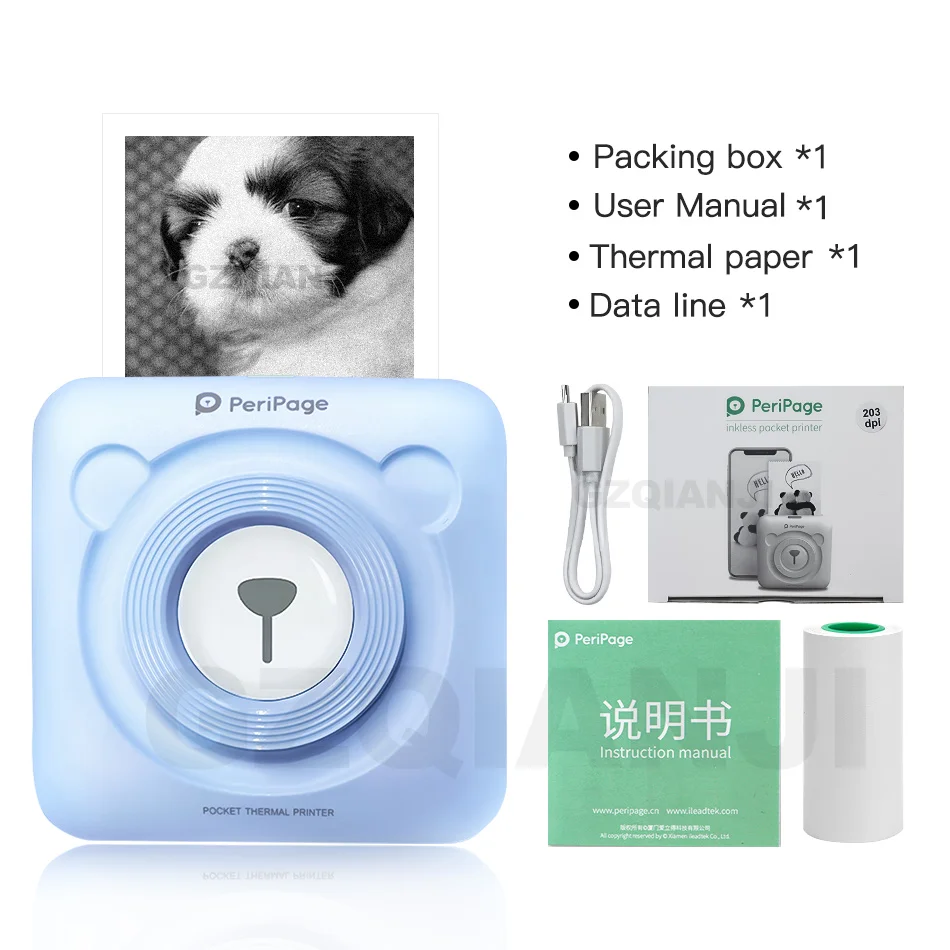 Only BL Printer Bluetooth принтер мини фото Карманный Принтер Термопринтер Портативный чековый беспроводной принтер pos для android и iOS телефона - Цвет: Only BL Printer
