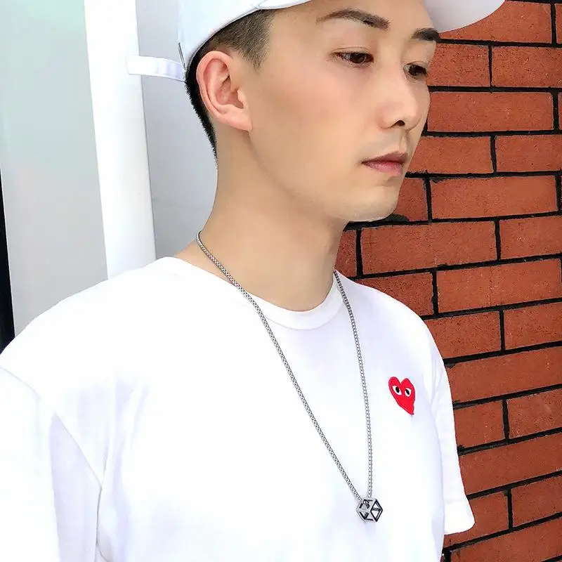 

Classic Fashion Rubik's Cube Square Hollow Pendant Female Geometric Shape Trend Fashion Personality Simple Necklace Pendant Men