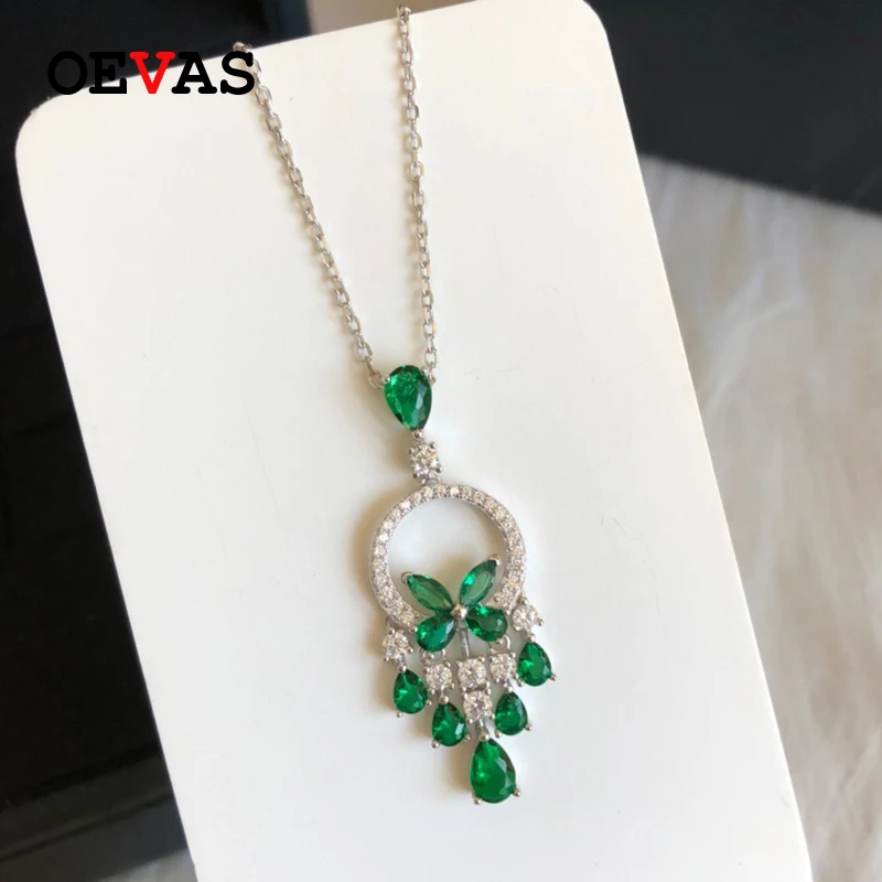 Женское свадебное ожерелье OEVAS с подвеской из серебра 100% пробы муассанитом и