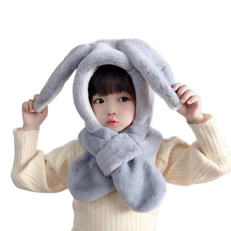 

Doitbest Мультяшные детские зимние шапки с кроличьими ушками, шапочки в комплекте, Детская вязаная меховая шапка, шарф, цельные шапки с ушками для мальчиков и девочек