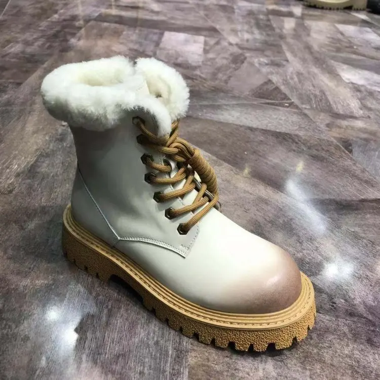 

2021 Women Boots Winter New Fashion Brand Plush Snow Boots Real Leather Lady Shoes Female Brand Warm Black Shoes Fur Black Boots