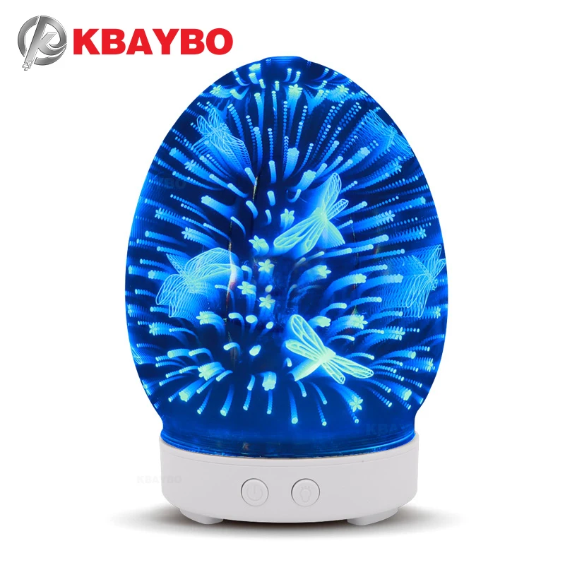 

KBAYBO 100ml Diffuser Air humidifier glass diffuser with 7 colors LED night lights ultrasonic air humidifier mist maker fogger