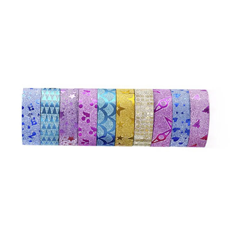 1 Pack Блестящая липкая бумага, 10 шт., сделай сам, скрапбукинг, дневник, бумажные этикетки, школьные принадлежности, Маскировочные ленты, васи лента, многофункциональная - Цвет: 1 Pack