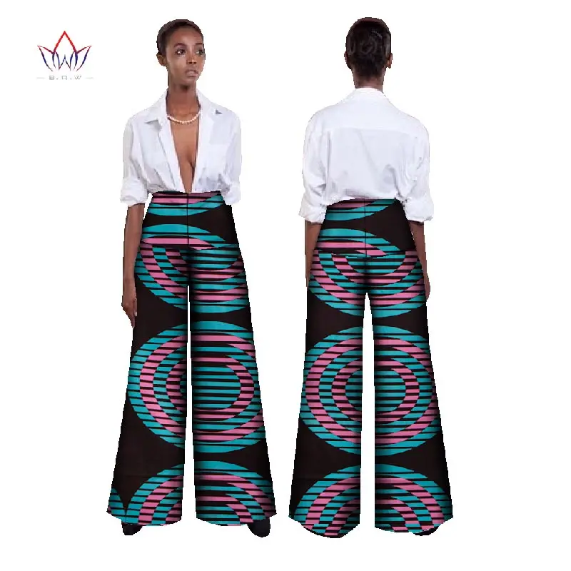 Свободные брюки с высокой талией из ткани воском в африканском стиле размера