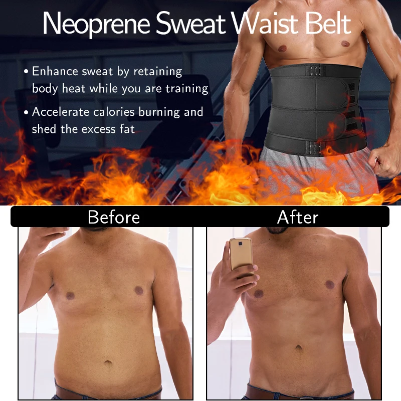 Men Weight Loss Waist Trainer Corset Slimming Body Shaper Fitness Belt Sauna Sweat Trimmer Modeling Straps Compression Girdle