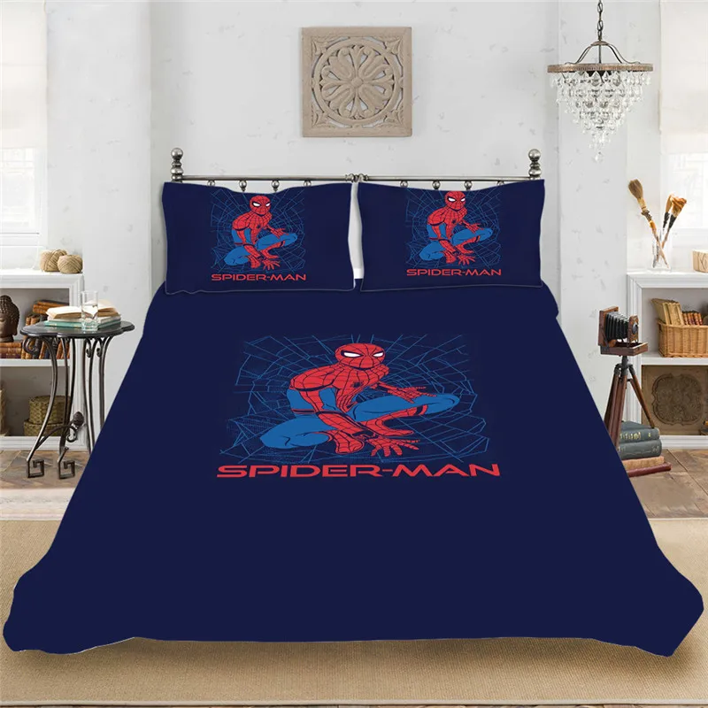 Человек-паук Marvel модный король-полный размер мягкий комплект постельного белья