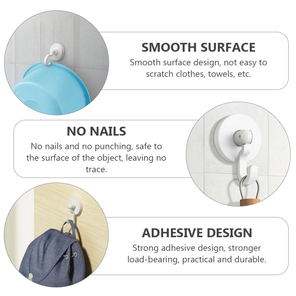 

3pcs Self Adhesive Door Hooks Bath Towel Hooks Wall Mounted Home Hooks