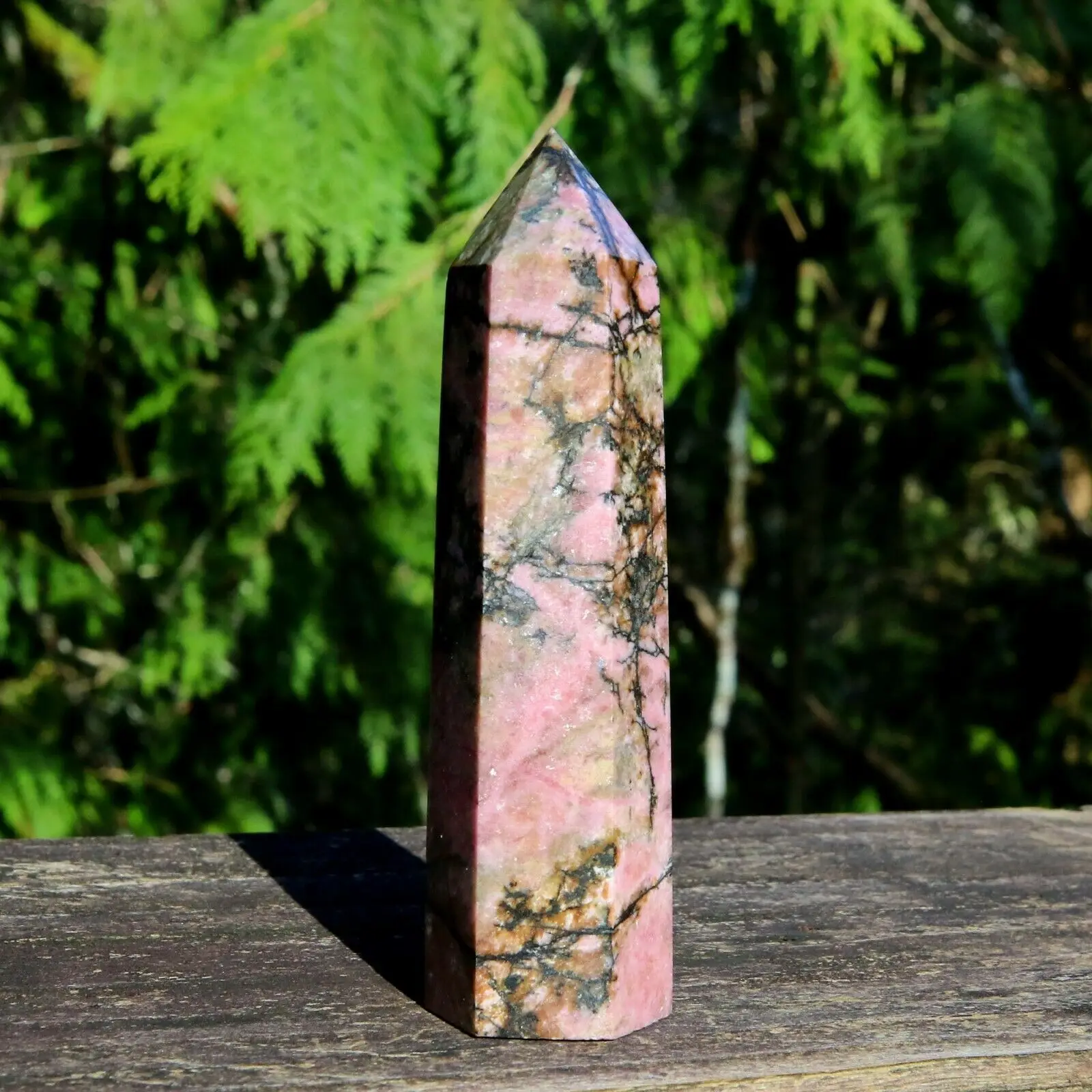 

Pink Roseaugite crystal point tower polished natural healing gem
