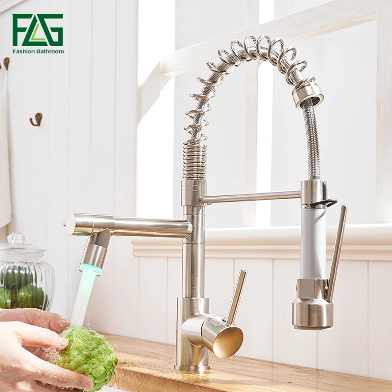 Смесители для кухни из матового никеля FLG латунный кран на раковину выдвижной