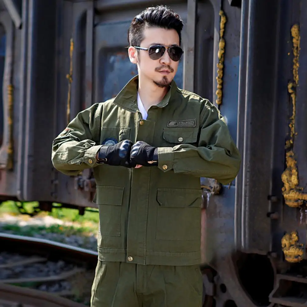 

Fashion Men Casual Long Sleeve Workwear Suits Wear-Resistant Work Coat Pants for Outdoor Camping Hiking Equipment Men Clothing