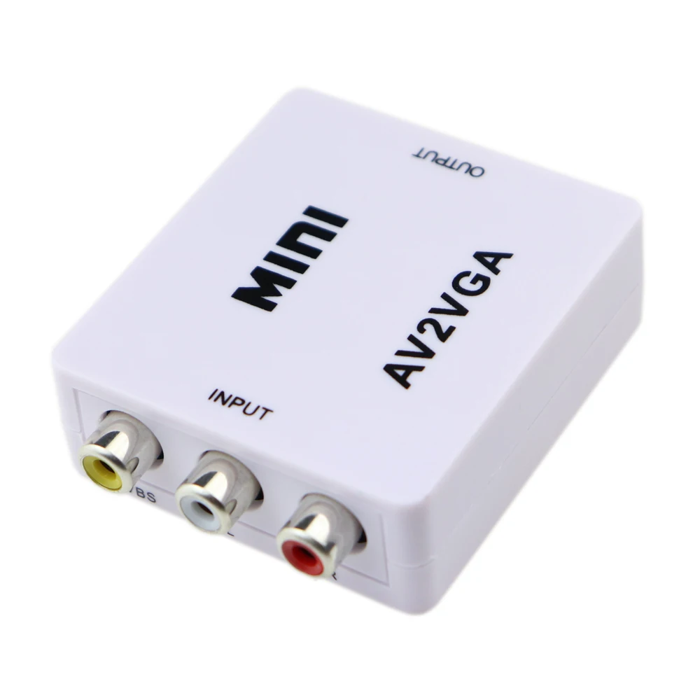 Мини HD видео конвертер коробка AV RCA CVBS к VGA 1080P адаптер AV2VGA с 3 5 мм аудио выходом для