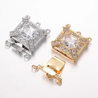 4 set brass cubic zirconia rectangle box clasps mixed color for diy necklace bracelet jewelry making accessories 25x21 5x7mm