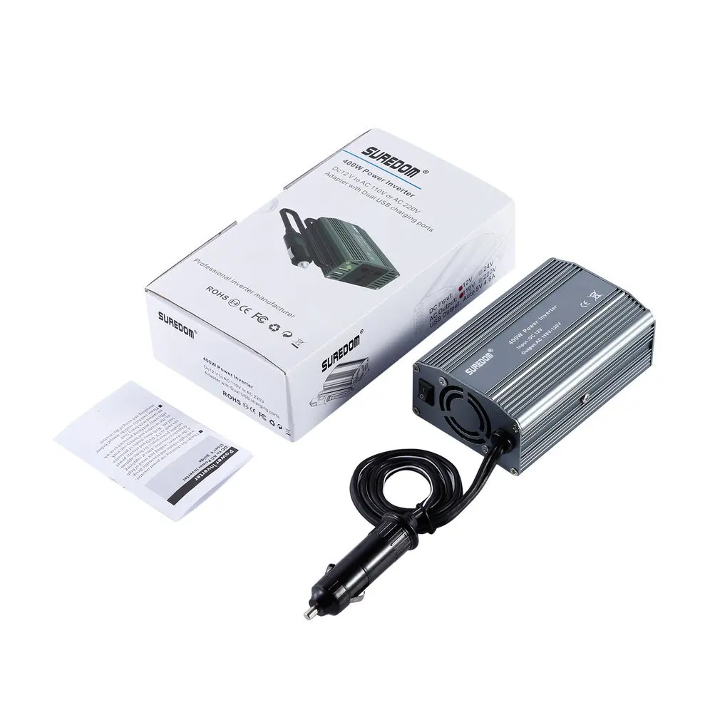 Автомобильный инвертор 400 Вт с 2 выходами и usb портами для зарядки автомобильный