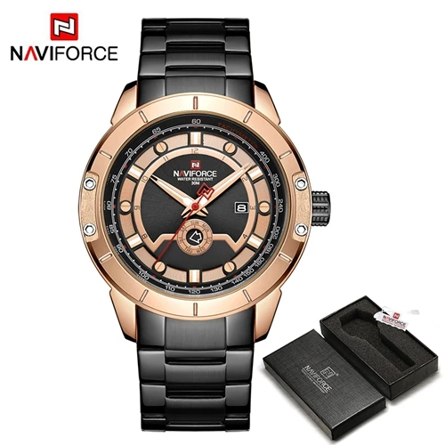 NAVIFORCE Роскошные брендовые наручные часы мужские модные деловые Часы повседневные спортивные водонепроницаемые золотые часы мужские часы Relogio Masculino - Цвет: RGBBOX