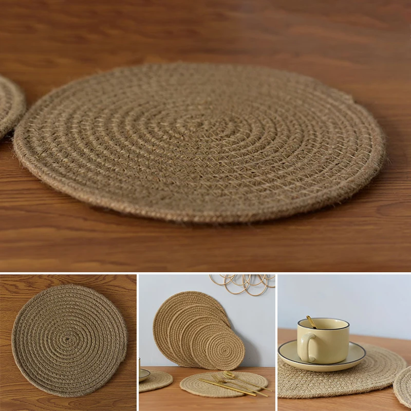 

Новинка Коврик для чашек плетеные подставки для напитков ручной работы круглые подставки для горячих напитков термостойкая подставка пода...
