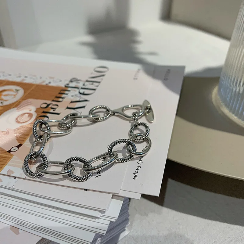 MEYRROYU 925 Sterling Silver Minimalist Style OT Buckle Thick Chain Punk Fashion Ladies Personalized Party Jewelry Decoration | Украшения и