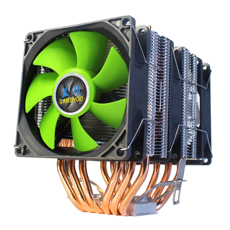 6-Heatpipe CPU Cooler Dual Tower 12V 9cm with Cooling Fan Radiator for LGA 1150/1151/1155/1156/775/1366 X79 X99 2011 AMD AM3 AM4