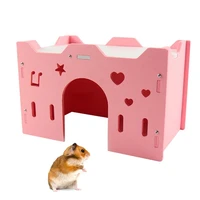 1 pc natural wooden hamster hideout house small pet gerbils playing exercise castle guinea pig ferret chinchilla sports huts toy