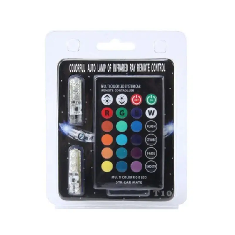 Разноцветные светодиодсветодиодный лампы RGB T10 W5W 194 168 автомобильные купольные