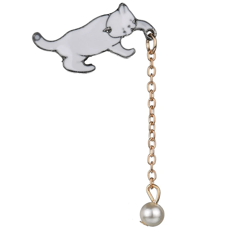 Сплав милый маленький белый имитация жемчуга кошка брошь шпильки шикарные